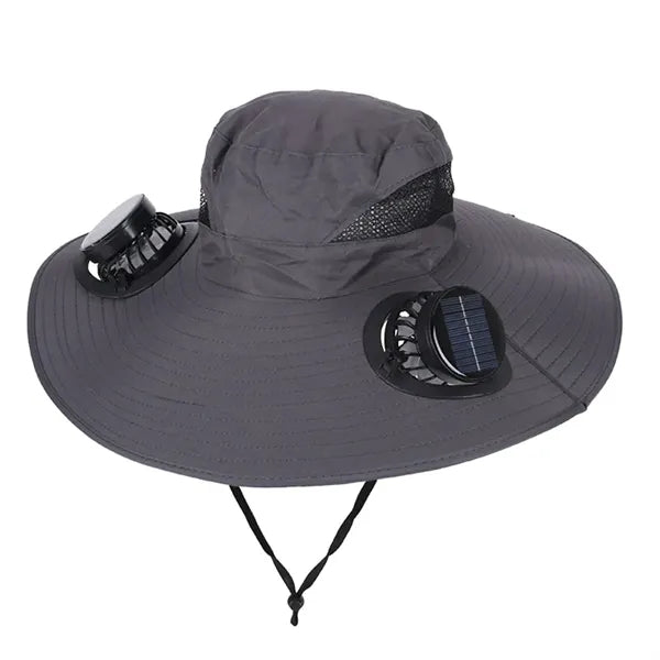 Wide Brim Sun Hat with 2 Solar Fan Bucket Fishing Beach