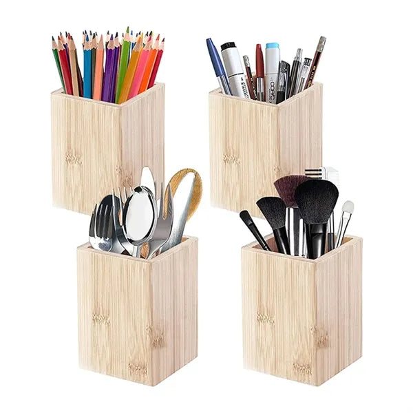 Wood Pen Pencil Holder Stand for Stationery & Flowers