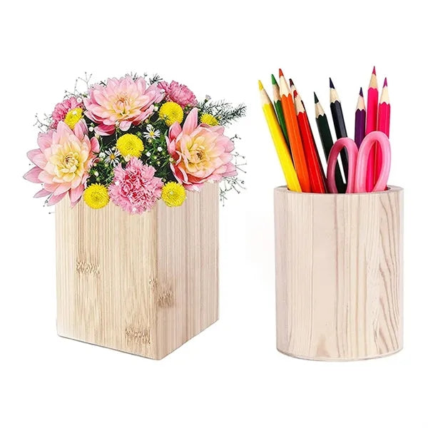Wood Pen Pencil Holder Stand for Stationery & Flowers