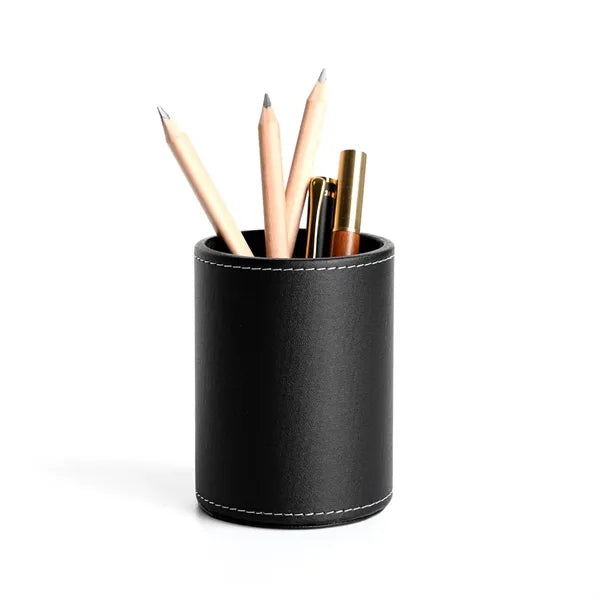 PU Leather Square Cylinder Storage Pens Pencils Holder Cup