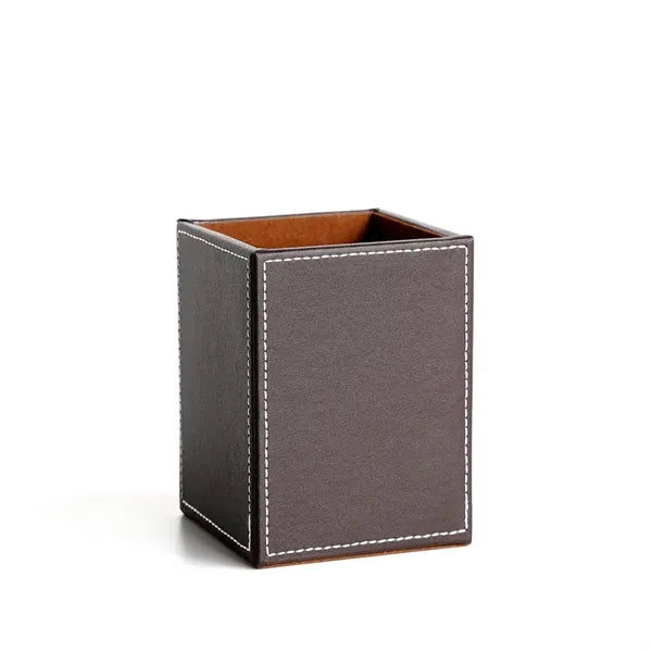 PU Leather Square Cylinder Storage Pens Pencils Holder Cup