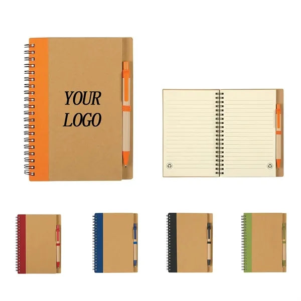 Eco Spiral Notebook with Pen - Customizable Cover