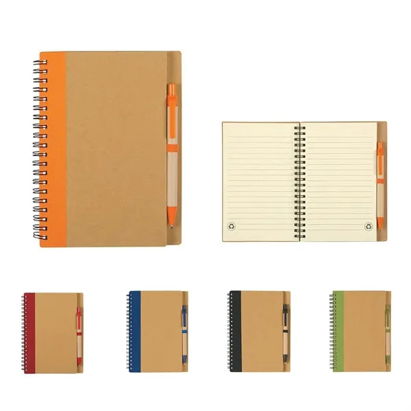 Eco Spiral Notebook with Pen - Customizable Cover