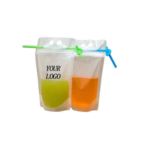 Disposable Drink Pouches with Straws - 500ml