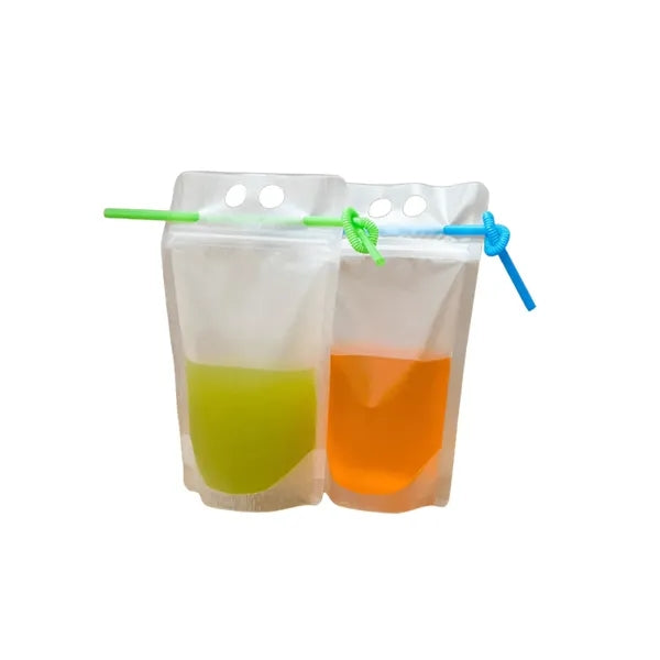 Disposable Drink Pouches with Straws - 500ml