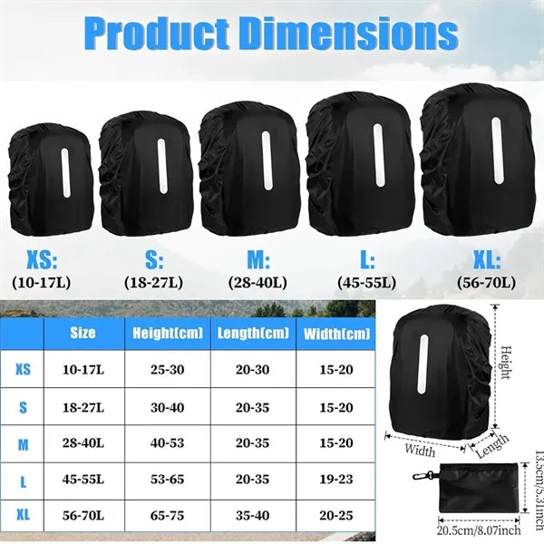 Waterproof Backpack Rain Cover with Reflective Strip