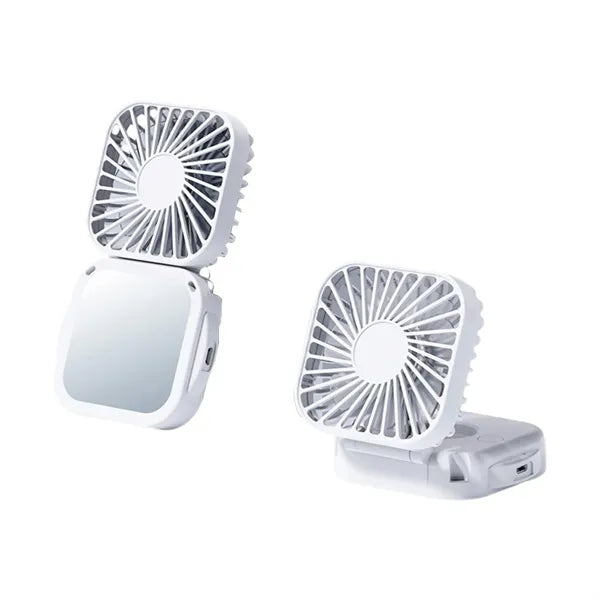 Portable Rechargeable Desk Neck Fan with Mirror
