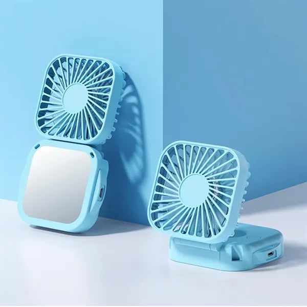 Portable Rechargeable Desk Neck Fan with Mirror