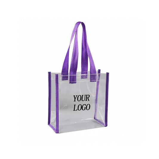 Clear PVC Tote Bag with Colored Handles for Events & Daily U
