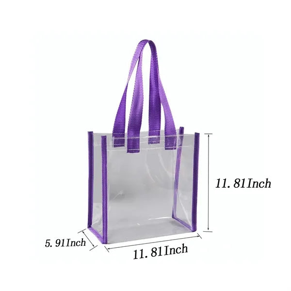 Clear PVC Tote Bag with Colored Handles for Events & Daily U