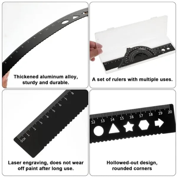 4Pcs Aluminum Alloy Ruler Set