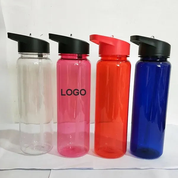 Clear Water Bottle with Flip Straw Lid 24 oz.