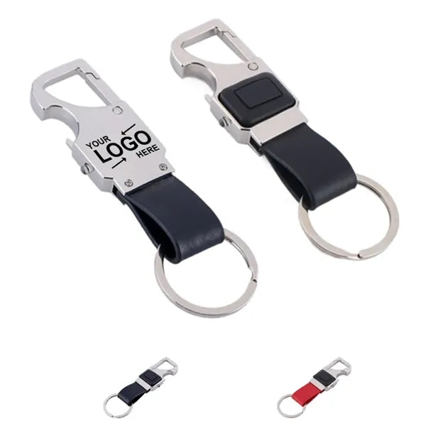Led Leather Keychain Bottle Opener
