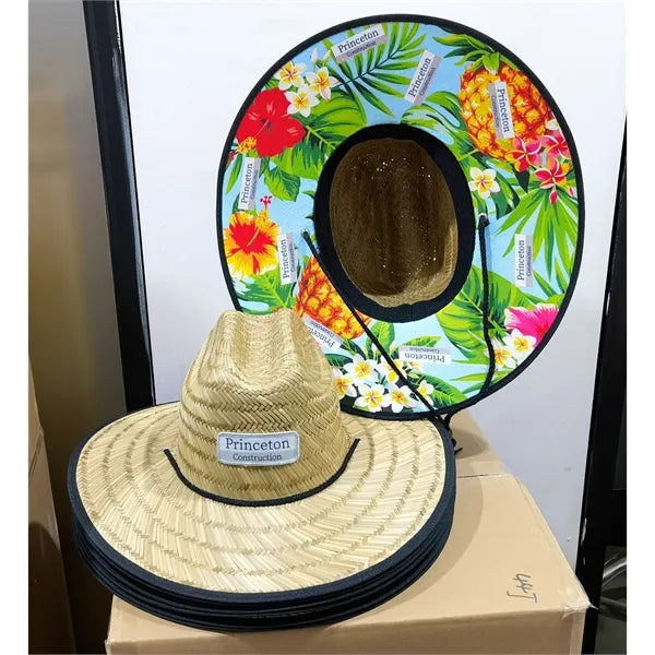 Woven Straw Lifeguard-Style Hat w/Woven Patch