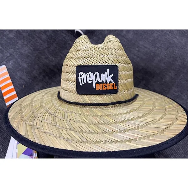 Woven Straw Lifeguard-Style Hat w/Woven Patch