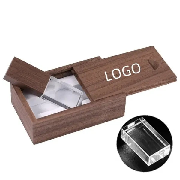 Crystal Wooden Usb Flash Drive with Box