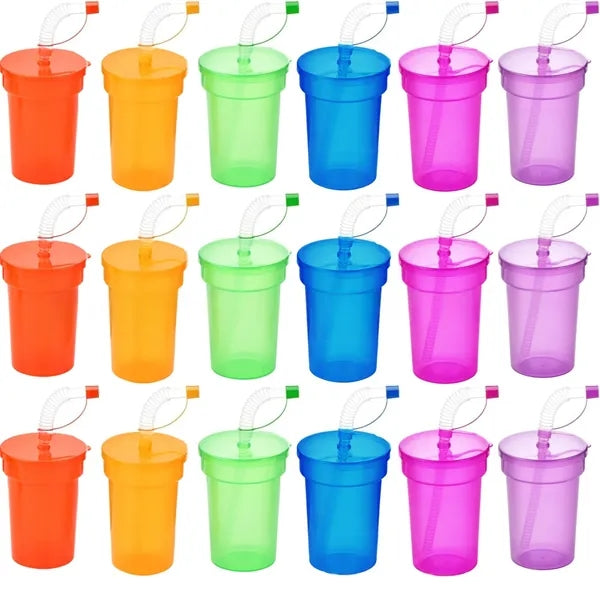 12oz Colored Plastic Straw Cup
