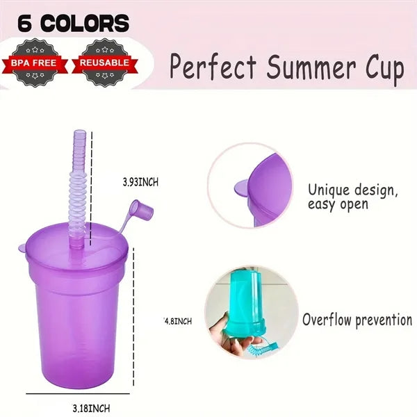 12oz Colored Plastic Straw Cup