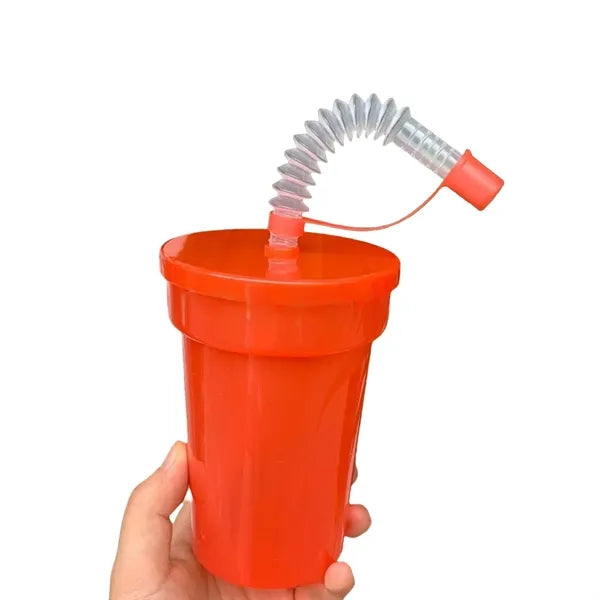 12oz Colored Plastic Straw Cup