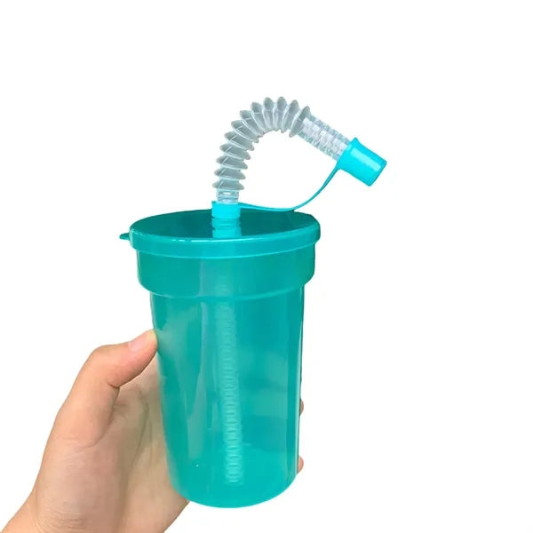 12oz Colored Plastic Straw Cup