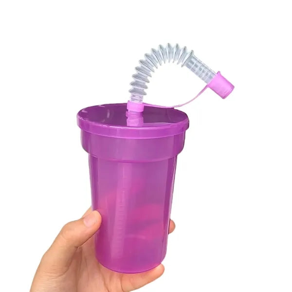 12oz Colored Plastic Straw Cup