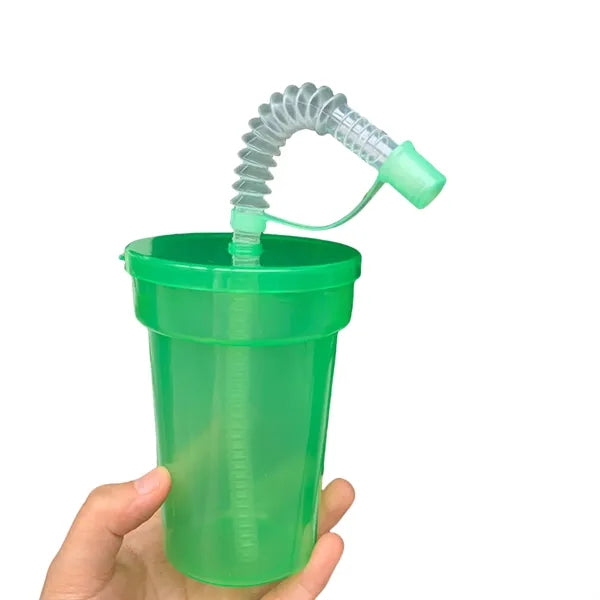 12oz Colored Plastic Straw Cup