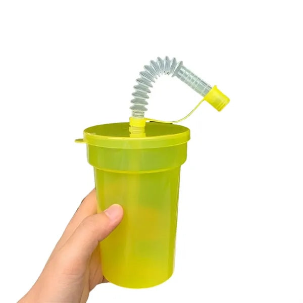 12oz Colored Plastic Straw Cup