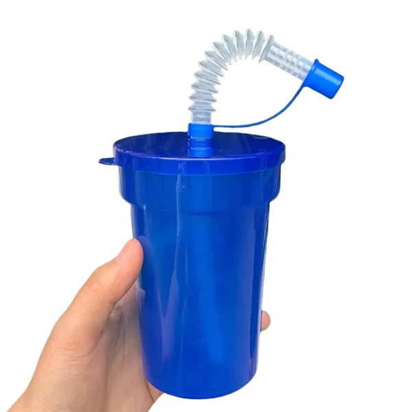 12oz Colored Plastic Straw Cup