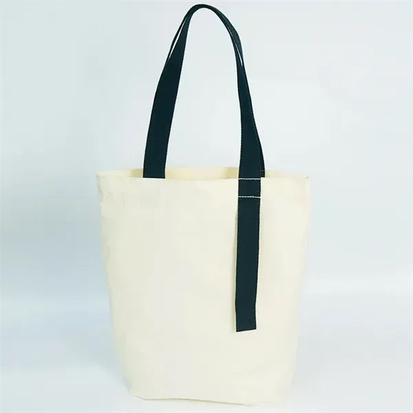 Durable Cotton Canvas Tote Bag with Colorful Handle