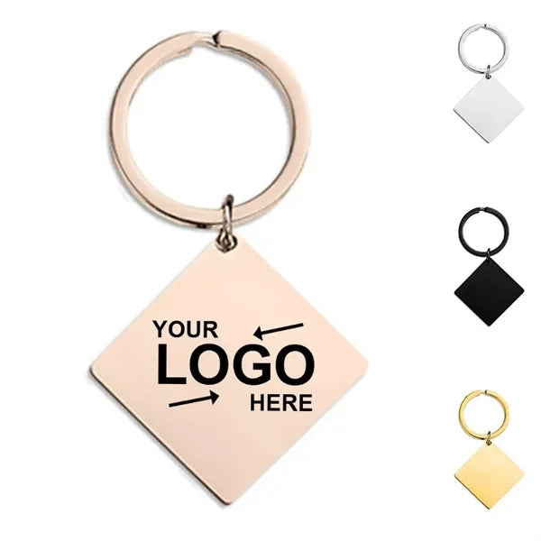 Stainless Steel Square Tag Keychain