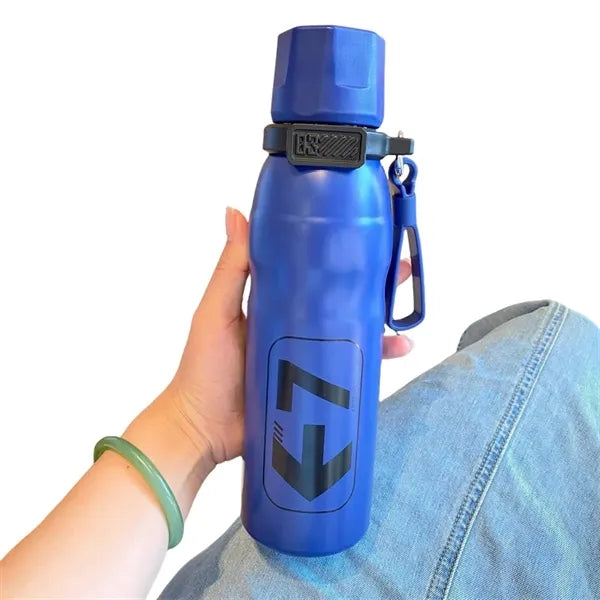 22 oz Dual-Drink Sports Bottle with Straw & Lid Handle