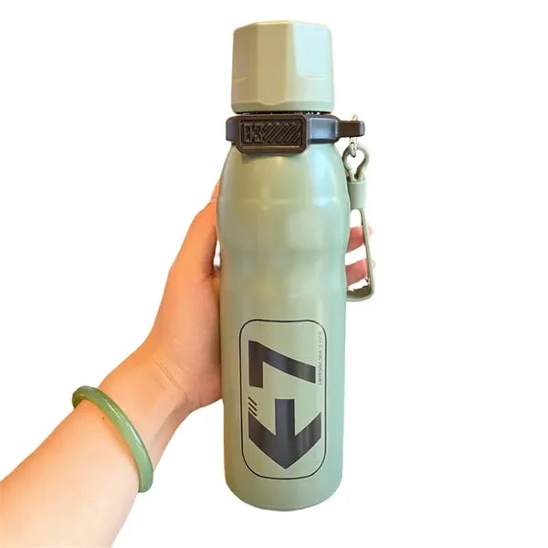 22 oz Dual-Drink Sports Bottle with Straw & Lid Handle