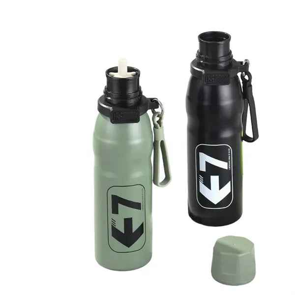 22 oz Dual-Drink Sports Bottle with Straw & Lid Handle