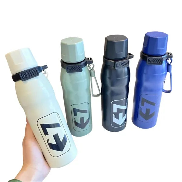 22 oz Dual-Drink Sports Bottle with Straw & Lid Handle