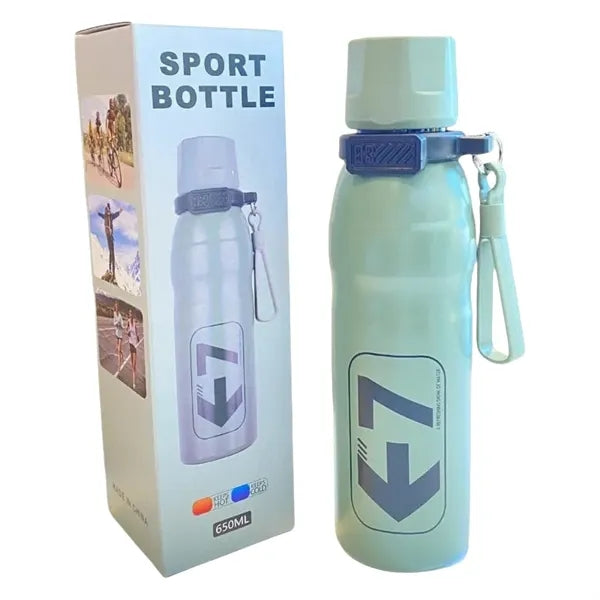 22 oz Dual-Drink Sports Bottle with Straw & Lid Handle