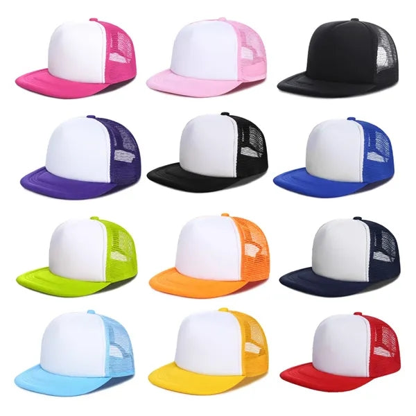 Flat Bill Mesh Back Trucker Hat