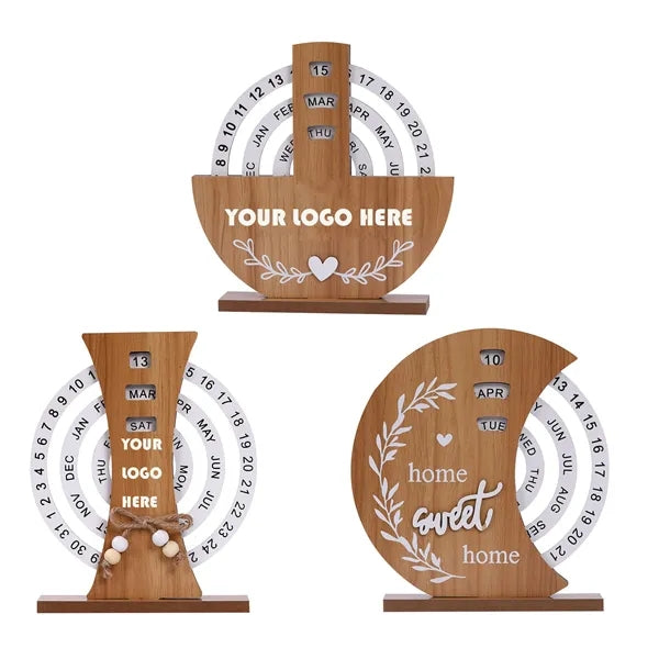 Wooden Creative Perpetual Calendar Decorative Desk Gift