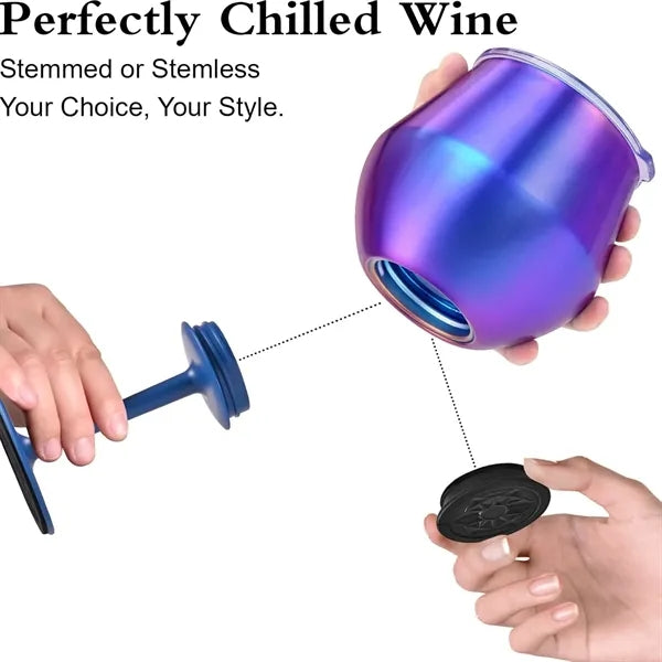 14oz Stainless Steel Wine Goblet with Detachable Stem Cup