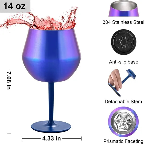 14oz Stainless Steel Wine Goblet with Detachable Stem Cup