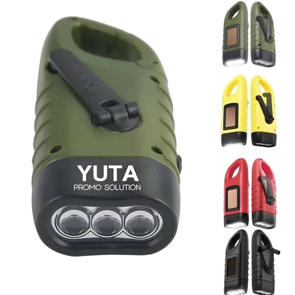 Emergency Hand Crank Solar Powered Rechargeable Flashlight