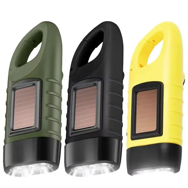 Emergency Hand Crank Solar Powered Rechargeable Flashlight