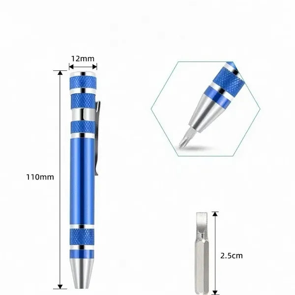 Portable 8 in 1 Precision Mini Pocket Pen Screwdriver Tools