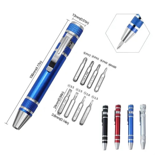 Portable 8 in 1 Precision Mini Pocket Pen Screwdriver Tools