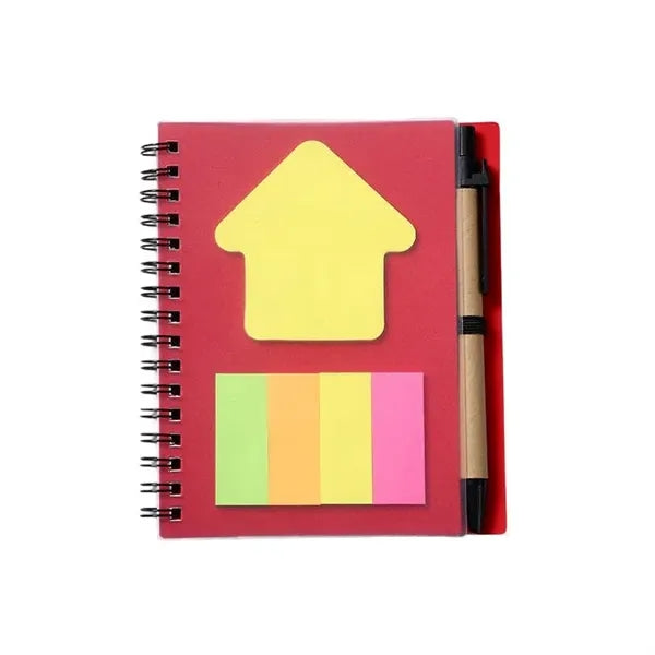 A6 Spiral Notebook W/ Pens & Sticky Notes