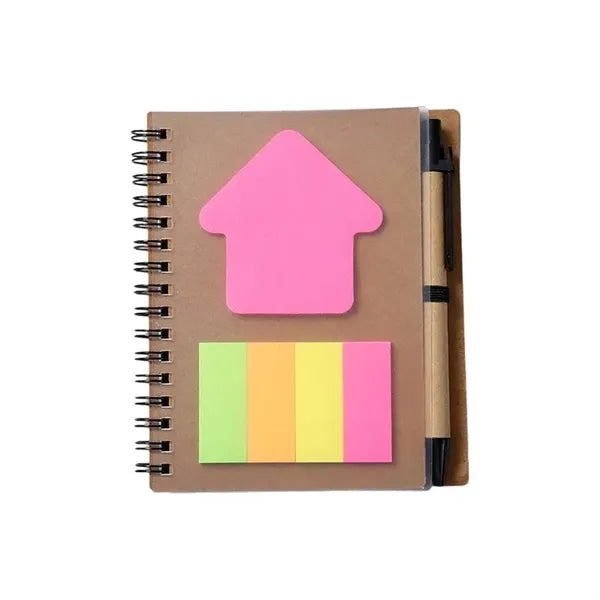 A6 Spiral Notebook W/ Pens & Sticky Notes
