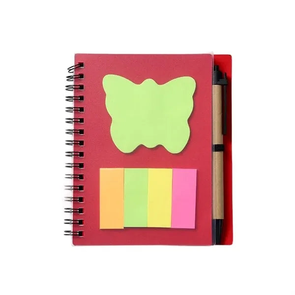 A6 Spiral Notebook W/ Pens & Sticky Notes