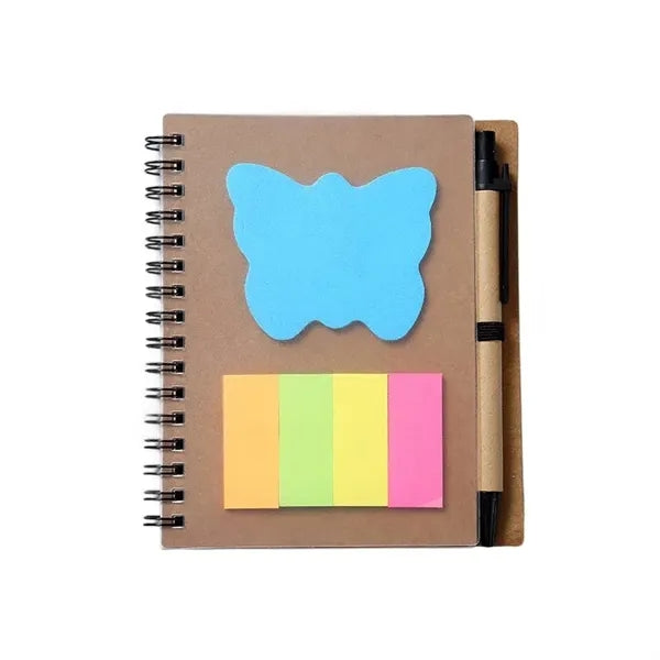 A6 Spiral Notebook W/ Pens & Sticky Notes