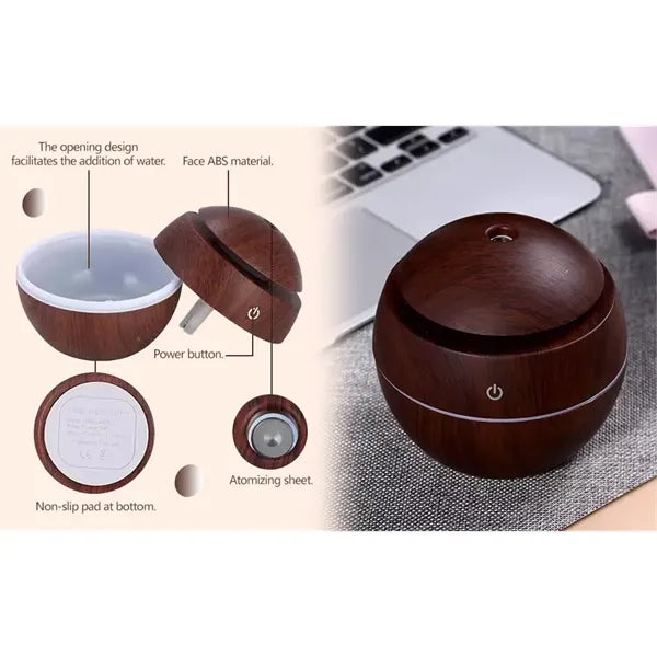Light Wooden Grain Ultrasonic Humidifier Aromatherapy