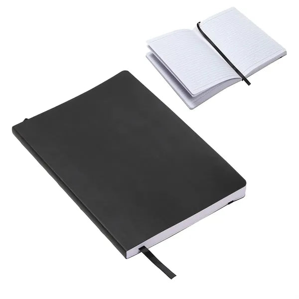 A5 Softbound Cover Notebook W/ Elastic Band & Ribbon