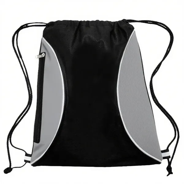 Two Color Mesh Drawstring Side Zipper Backpack